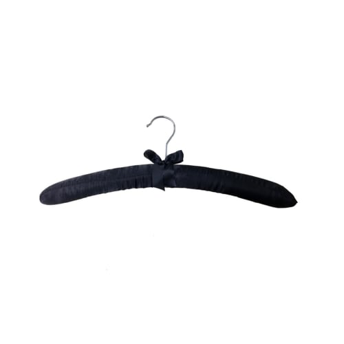Padded Satin Hanger, Open Hook, Black